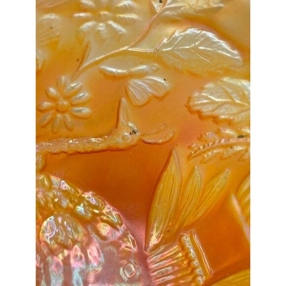 Vintage Fenton Marigold Carnival Glass Peacock and Urn Compote 5 1/2" - Picture 12 of 16